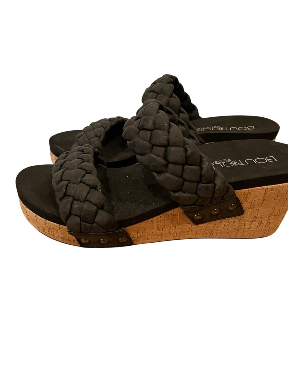 Corky’s Boutique Black Braided Cork Platform Sandals size 9